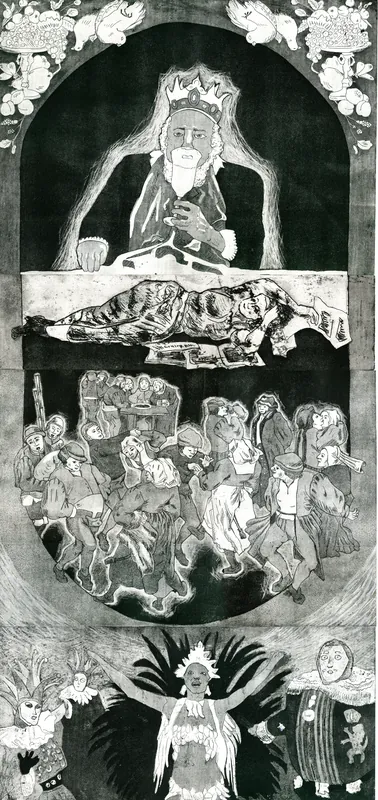 Generation 1 2 3 or The King drinks - ets, aquatint, vernis mou