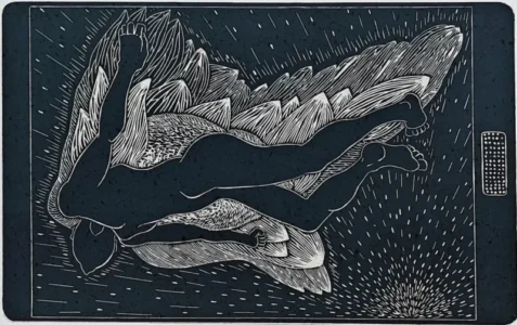 Ikaros' Meltdown - houtsnede