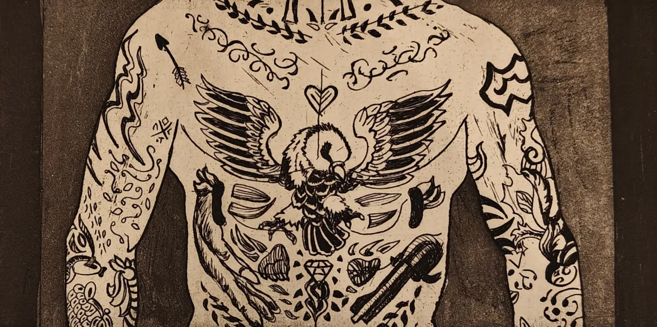 Tattoo 3 - houtsnede, ets