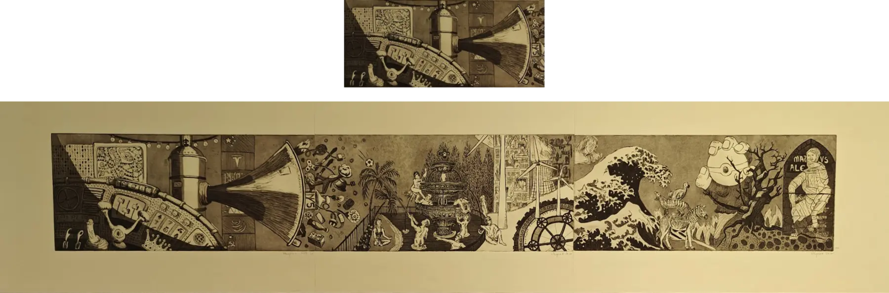 Utopia 1 - houtsnede, ets