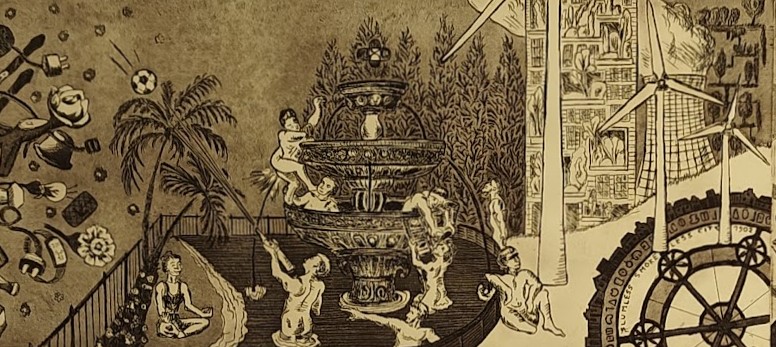 Utopia 2 - houtsnede, ets