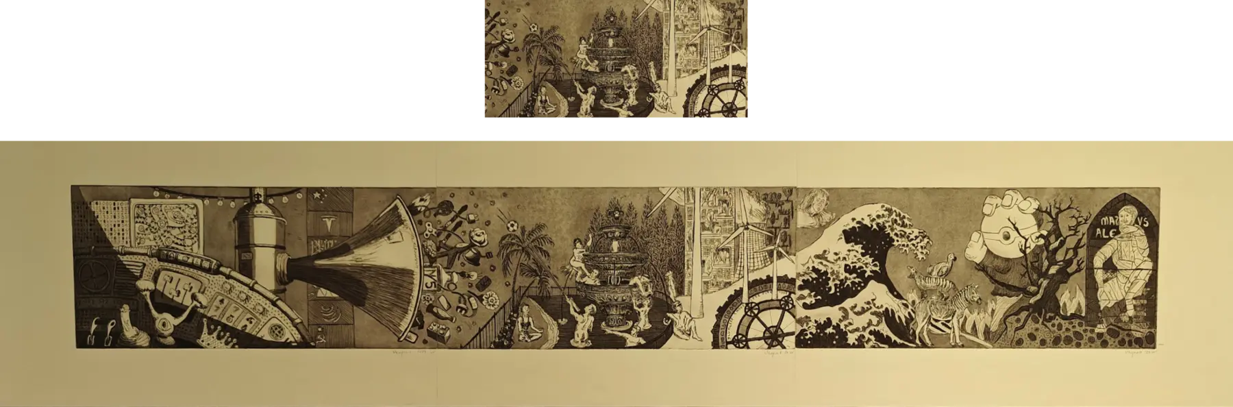 Utopia 2 - houtsnede, ets