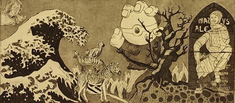 Utopia 3 - houtsnede, ets