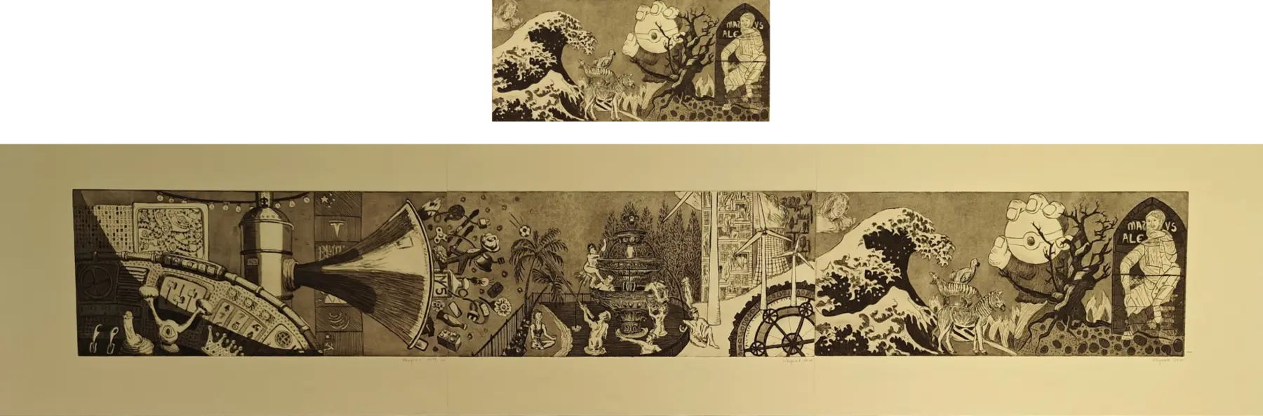 Utopia 3 - houtsnede, ets